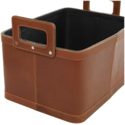 Set Of 2 Large Leather Storage Baskets Brown - Olivia & May -Olivia & May GUEST d835f473 6ff8 4023 bf5e 9284e8a6c221