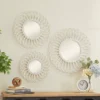 Wood Starburst Wall Mirror Set Of 3 White - Olivia & May