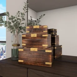 Set Of 3 Traditional Brass Inlaid Wooden Boxes - Olivia & May 30 Set Of 3 Traditional Brass Inlaid Wooden Boxes - Olivia & May -Olivia & May GUEST d8a42efa 9c78 4f5d bdab 8595306e2be3