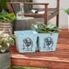 23" Wide Square Planter French Country Rooster Illustration Metal With Handles Distressed Blue - Olivia & May 2 23" Wide Square Planter French Country Rooster Illustration Metal With Handles Distressed Blue - Olivia & May -Olivia & May GUEST d8cc878e 4d9e 4e9f 8842 8110f0393a11