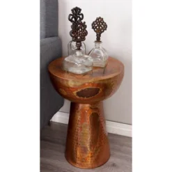Metal Pedestal Stool Flat Top Copper - Olivia & May -Olivia & May GUEST d976192a 4639 467f 93a7 7ea263ca7002