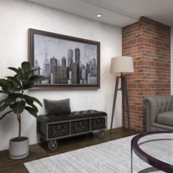 Industrial Wood Floor Lamp Black - Olivia & May -Olivia & May GUEST d98502da 8625 45ce 882e a9b82c44d26a