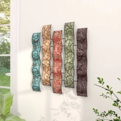 Metal Abstract 5 Wavy Panels Wall Decor With Embossed Details - Olivia & May -Olivia & May GUEST d9969848 ea86 4270 a3b1 970ef2ff328f