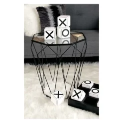 Metal And Glass Octagonal Side Table Dark Gray - Olivia & May -Olivia & May GUEST d99d6e23 b786 4d8a ac20 d4b2551dd93e