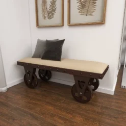 Industrial Wood Bench Brown - Olivia & May -Olivia & May GUEST d9a9bdf5 8588 4885 ae8c 53a914030950