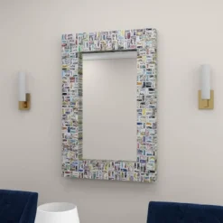 Glass Handmade Recycled Magazine Frame Wall Mirror Multi Colored - Olivia & May -Olivia & May GUEST d9cf0fdf 103b 49e2 9a95 e9895b3421e8