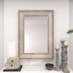 Metal Intricately Carved Wall Mirror Brown - Olivia & May -Olivia & May GUEST d9e90340 1b23 4f75 8f9c eb4541c06152