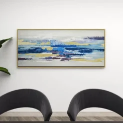 Modern Polystone Abstract Framed Wall Art With Gold Frame Blue - Olivia & May -Olivia & May GUEST dae2a62c 1a61 4be8 9169 940099b6a1d5