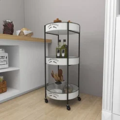 34 X 16 Farmhouse Metal Storage Cart White - Olivia & May -Olivia & May GUEST dae737c3 c149 43fc b188 fdf28298f33e