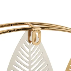 26"x26" Metal Leaf Metallic Wall Decor With Circular Frame And Silver Accents Gold - Olivia & May -Olivia & May GUEST db12b9a8 b95e 485b b8e5 27b67e43262c