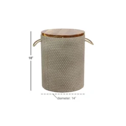 Modern Round Wood Clay Outdoor Accent Table - Gray - Olivia & May -Olivia & May GUEST db499f58 1eb9 49df b7a8 775ef13ec374