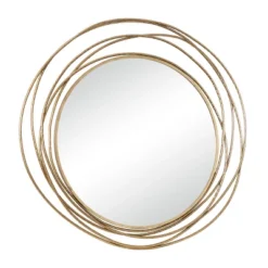 Metal Wall Mirror With Overlapping Ring Frame Gold - Olivia & May -Olivia & May GUEST db816bbe 4d79 4e30 a304 752fb51e66d1