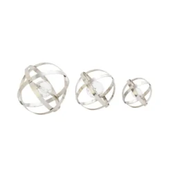 Set Of 3 Modern Spherical Iron Orbs Figurines Silver - Olivia & May -Olivia & May GUEST dcf06353 bd64 4a70 93b8 3801f959ef53