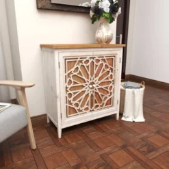Natural Geometric Patterned Wood Cabinet Brown - Olivia & May 28 Natural Geometric Patterned Wood Cabinet Brown - Olivia & May -Olivia & May GUEST dd826bbf 79cf 4d39 8068 b8aa363b577f