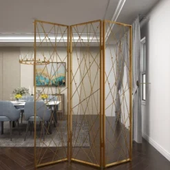 Glam Metal Geometric Room Divider Screen Gold - Olivia & May -Olivia & May GUEST df21d074 bf49 449d ba4a e5b8f1005c31