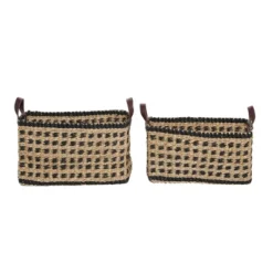 2pk Wood Storage Baskets Brown - Olivia & May -Olivia & May GUEST df2705ea c5f6 479c 9b1f e0352b221b6b