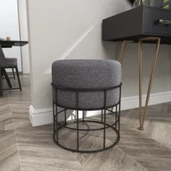 Metal Fabric Patio Garden Stool - Olivia & May -Olivia & May GUEST df493e5c 43b7 4b72 85c0 b320b054e6c0