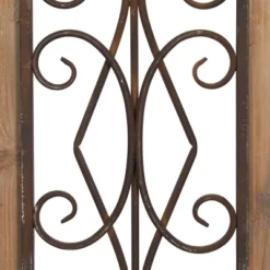 Wood Scroll Window Inspired Wall Decor With Metal Scrollwork Relief Brown - Olivia & May -Olivia & May GUEST df521aa7 26cf 43e4 a809 727462cfba05