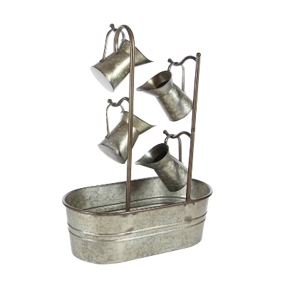 34" Metal Farmhouse Fountain Gray - Olivia & May 7 34" Metal Farmhouse Fountain Gray - Olivia & May - Image 5