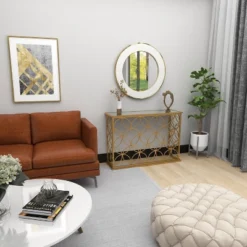 Rectangular Traditional Modern Metal Console Table Gold - Olivia & May -Olivia & May GUEST dfa7559c ee83 40eb 8bd2 c15f6348ab00