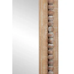 Bohemian Wood Beaded Frame Wall Mirror With Distressing Light Brown - Olivia & May -Olivia & May GUEST e001dca8 2b8a 4a52 97e4 d5d9354d5440