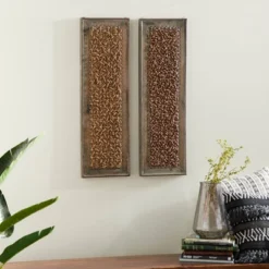 Wood Abstract Woven Seagrass Wall Decor Set Of 2 Brown - Olivia & May -Olivia & May GUEST e08da857 3540 4d84 8290 df968baf5b5e