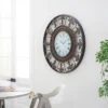 Metal Fleur De Lis Wall Clock Brown - Olivia & May