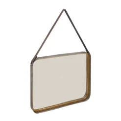 Metal Wall Mirror With Hanging Strap Gold - Olivia & May -Olivia & May GUEST e12d0b16 9dcd 432d 9ad1 137e0b0f8002