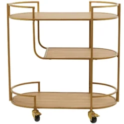 Contemporary Metal And Wood Bar Cart Gold - Olivia & May -Olivia & May GUEST e19d766a 1320 4828 9712 833c50fbbb89