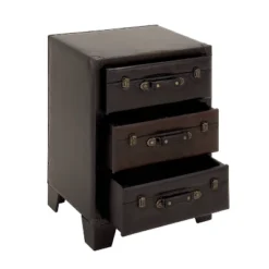 Traditional Wood And Faux Leather Cabinet Dark Brown - Olivia & May -Olivia & May GUEST e1e82ea5 dbe8 4f04 9e45 6f77b5d02ecb