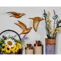 Resin Bird Metallic 3D Sculpted Wall Decor Set Of 3 Gold - Olivia & May -Olivia & May GUEST e238e729 6d49 456a a999 a9f6981841bd