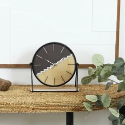 9"x9" Wooden Geometric Clock With Brown Wood Accents Black - Olivia & May: Silent, Modern Design, MDF Material 12 9"x9" Wooden Geometric Clock With Brown Wood Accents Black - Olivia & May: Silent, Modern Design, MDF Material -Olivia & May GUEST e23fa081 13f9 4e5c 834f 74c2a35d2c5a