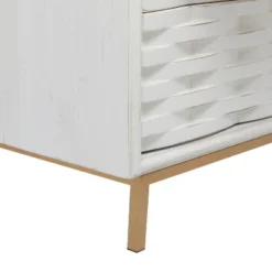 Contemporary Carved Woven Pattern 3 Drawer Wood Cabinet White - Olivia & May -Olivia & May GUEST e24cb56b 7470 4ca0 845e aa6a1e913f7f