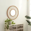 Wood Floral Wall Mirror With Embossed Metal White - Olivia & May -Olivia & May GUEST e26369e0 ee11 4125 830e 81915218fe4b