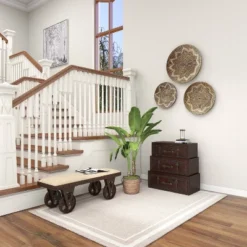 Traditional Faux Leather And Wood Chest Brown - Olivia & May -Olivia & May GUEST e2875ae7 9943 446d 9867 fb20234daa1e