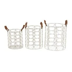 Set Of 3 Metal Storage Baskets Silver - Olivia & May