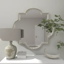 Aluminum Quatrefoil Wall Mirror Gray - Olivia & May -Olivia & May GUEST e3423f6f 7e97 4b93 a9ae 15e7dd49443d