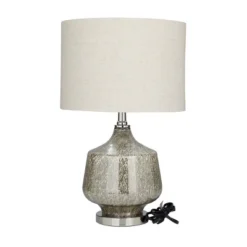 Linen Table Lamp With Faux Mercury Glass Finish Silver - Olivia & May -Olivia & May GUEST e347cda9 00fa 421e a808 fc381f44bc93