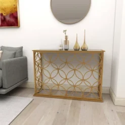 Rectangular Traditional Modern Metal Console Table Gold - Olivia & May -Olivia & May GUEST e363bbee 13e6 47ea bfec 0e9b3b175b1e