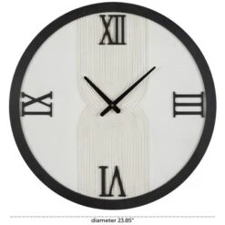 Olivia & May 24"X24" Wood Geometric Art Deco Inspired Line Art Decorative Wall Clock With Black Accents White -Olivia & May GUEST e3a7d7a6 ad2e 48cc 9ce1 c3ce610e1daa