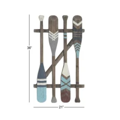 Coastal Wood Paddle Wall Decor With Arrow And Stripe Patterns - Olivia & May 22 Coastal Wood Paddle Wall Decor With Arrow And Stripe Patterns - Olivia & May -Olivia & May GUEST e3d0d004 f78e 4b5a 87e7 aa17c539ff9f