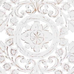 Wood Floral Handmade Intricately Carved Wall Decor With Mandala Design Gray - Olivia & May -Olivia & May GUEST e40a6916 50c2 42a5 a070 e2bac334f54d