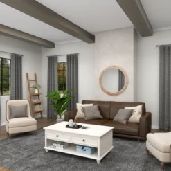 Wood Beaded Frame Wall Mirror With Distressing Light Brown - Olivia & May -Olivia & May GUEST e457cf65 af10 4d16 81b2 a3b56f77f009