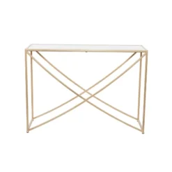 Contemporary Metal X Console Table Small Gold - Olivia & May