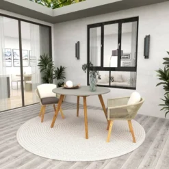 Small Round Concrete Outdoor End Table - Gray - Olivia & May -Olivia & May GUEST e543ef6e 67aa 43d3 ae87 e3844d2d3240