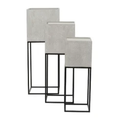 Olivia & May 11" Wide 3pc Modern Square Metal Planter Pots Light Gray -Olivia & May GUEST e56a36c7 33a4 485d bd53 cf0f0f582cbf