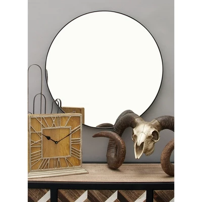 Contemporary Wood Round Frameless Wall Mirror - Olivia & May 3 Contemporary Wood Round Frameless Wall Mirror - Olivia & May