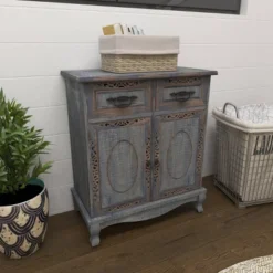 Vintage Wood Cabinet Gray - Olivia & May -Olivia & May GUEST e605a2a2 1210 4eef aed1 464fb469789f