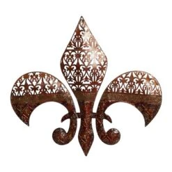 Metal Fleur De Lis Wall Decor With Perforated Details Brown - Olivia & May -Olivia & May GUEST e609a608 7cac 4e52 8dc6 188f1de5dcea