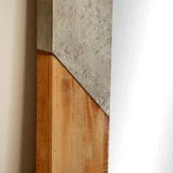 Wood Wall Mirror With Metal Detailing Beige - Olivia & May -Olivia & May GUEST e726967d 5433 463b 9711 8e2ff265a8db